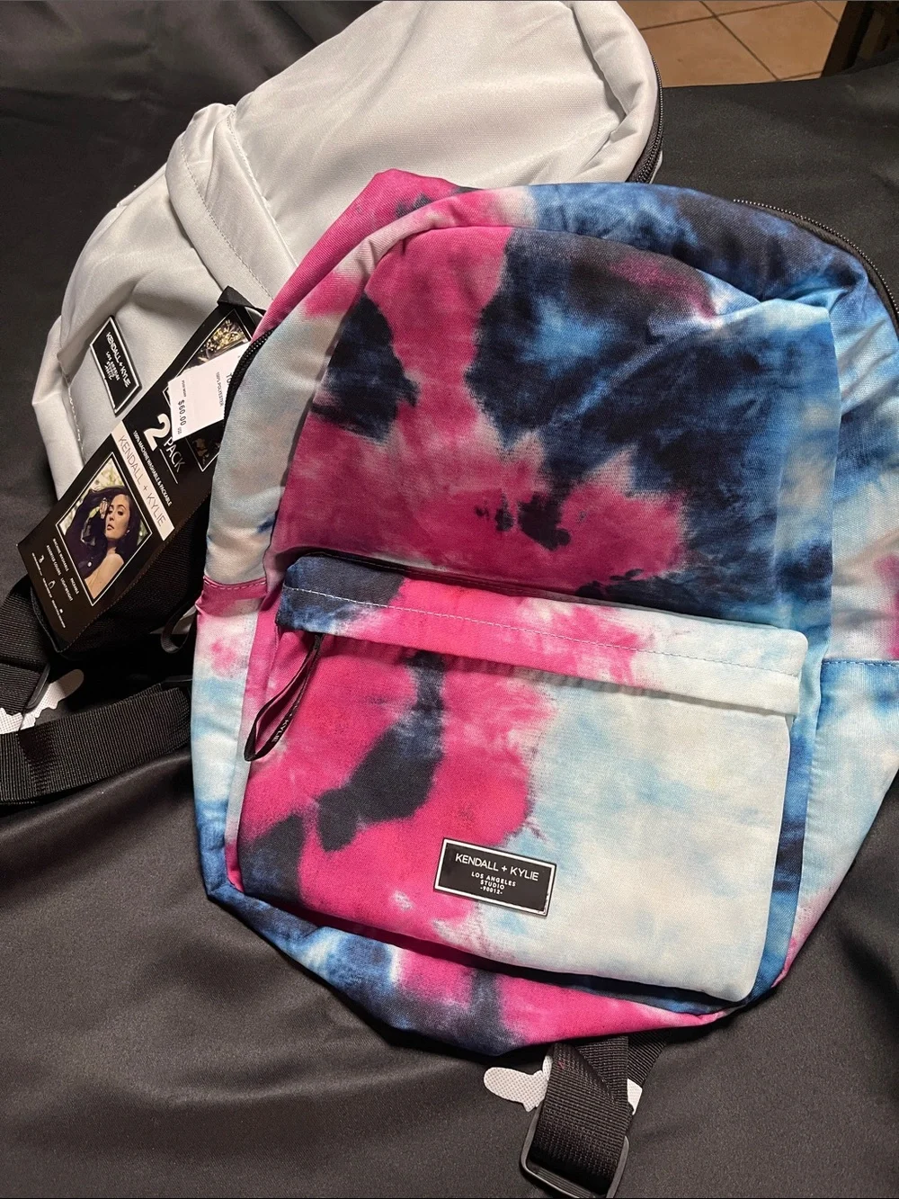 Kendall & Kylie Tie-Dye Backpack Duo in Pink, Blue & Black